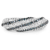 1.25 Carat Genuine Blue Diamond & White Diamond .925 Sterling Silver Ring
