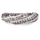 1.25 Carat Genuine Champagne Diamond & White Diamond .925 Sterling Silver Ring