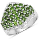 2.41 Carat Genuine Chrome Diopside and White Topaz .925 Sterling Silver Ring