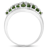 2.41 Carat Genuine Chrome Diopside and White Topaz .925 Sterling Silver Ring