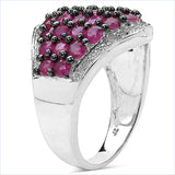 2.76 Carat Genuine Ruby & White Topaz .925 Sterling Silver Ring