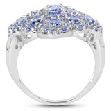 3.31 Carat Genuine Tanzanite .925 Sterling Silver Ring