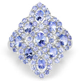 3.31 Carat Genuine Tanzanite .925 Sterling Silver Ring