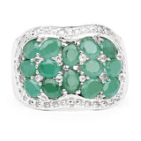 2.20 Carat Genuine Emerald & White Topaz .925 Sterling Silver Ring