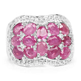 3.04 Carat Genuine Ruby & White Topaz .925 Sterling Silver Ring