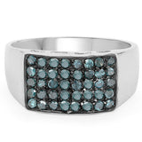 0.48 Carat Genuine Blue Diamond .925 Sterling Silver Ring