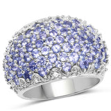 3.01 Carat Genuine Tanzanite and White Diamond .925 Sterling Silver Ring