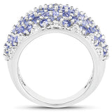 3.01 Carat Genuine Tanzanite and White Diamond .925 Sterling Silver Ring