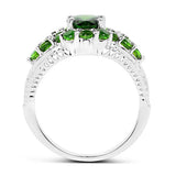 2.28 Carat Genuine Chrome Diopside .925 Sterling Silver Ring