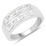 0.70 Carat Genuine White Sapphire .925 Sterling Silver Ring