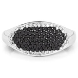 0.46 Carat Genuine Black Diamond and White Diamond .925 Sterling Silver Ring