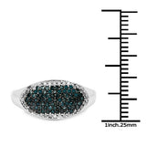0.45 Carat Genuine Blue Diamond and White Diamond .925 Sterling Silver Ring