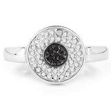 0.20 Carat Genuine Black Diamond and White Diamond .925 Sterling Silver Ring