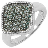 0.28 Carat Genuine Blue Diamond .925 Sterling Silver Ring