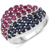 2.18 Carat Genuine Multi Stones .925 Sterling Silver Ring