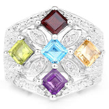 1.67 Carat Genuine Multi Stone .925 Sterling Silver Ring