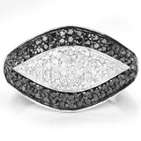 0.51 Carat Genuine Black Diamond & White Diamond .925 Sterling Silver Ring