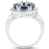 2.10 Carat Genuine Blue Sapphire .925 Sterling Silver Ring