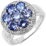 1.61 Carat Genuine Tanzanite .925 Sterling Silver Ring