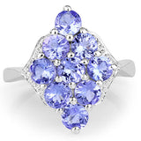 2.07 Carat Genuine Tanzanite .925 Sterling Silver Ring