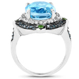 5.84 Carat Genuine Multi Stones .925 Sterling Silver Ring