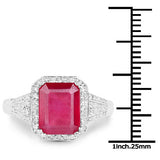 4.55 Carat Glass Filled Ruby and White Topaz .925 Sterling Silver Ring