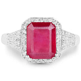 4.55 Carat Glass Filled Ruby and White Topaz .925 Sterling Silver Ring