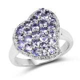 1.63 Carat Genuine Tanzanite .925 Sterling Silver Ring