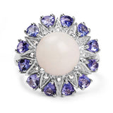 4.25 Carat Genuine Opal, Tanzanite & White Topaz .925 Sterling Silver Ring
