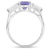 2.00 Carat Genuine Tanzanite and White Topaz .925 Sterling Silver Ring