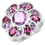 3.52 Carat Genuine Amethyst & Rhodolite .925 Sterling Silver Ring