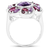 3.52 Carat Genuine Amethyst & Rhodolite .925 Sterling Silver Ring