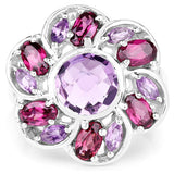 3.52 Carat Genuine Amethyst & Rhodolite .925 Sterling Silver Ring