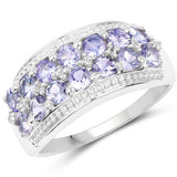 1.44 Carat Genuine Tanzanite & White Topaz .925 Sterling Silver Ring