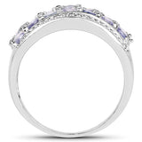 1.44 Carat Genuine Tanzanite & White Topaz .925 Sterling Silver Ring