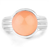 6.00 Carat Genuine Peach Moonstone .925 Sterling Silver Ring