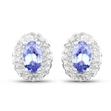 2.46 Carat Genuine Tanzanite and White Topaz .925 Sterling Silver 3 Piece Jewelry Set (Ring, Earrings, and Pendant w/ Chain)