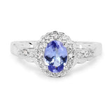 2.46 Carat Genuine Tanzanite and White Topaz .925 Sterling Silver 3 Piece Jewelry Set (Ring, Earrings, and Pendant w/ Chain)