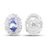 2.46 Carat Genuine Tanzanite and White Topaz .925 Sterling Silver 3 Piece Jewelry Set (Ring, Earrings, and Pendant w/ Chain)