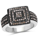 0.42 Carat Genuine Champagne Diamond .925 Sterling Silver Ring