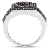 0.42 Carat Genuine Champagne Diamond .925 Sterling Silver Ring