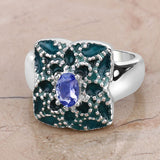 0.44 Carat Genuine Tanzanite .925 Sterling Silver Ring