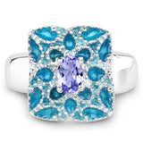 0.44 Carat Genuine Tanzanite .925 Sterling Silver Ring
