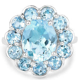8.67 Carat Genuine Blue Topaz .925 Sterling Silver Ring