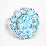 8.77 Carat Genuine Swiss Blue Topaz .925 Sterling Silver Ring
