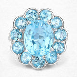 8.77 Carat Genuine Swiss Blue Topaz .925 Sterling Silver Ring