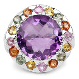 10.16 Carat Genuine Multi Stone .925 Sterling Silver Ring