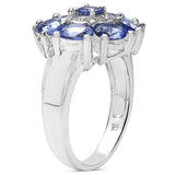 2.58 Carat Genuine Tanzanite & White Topaz .925 Sterling Silver Ring