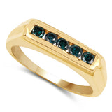 14K Yellow Gold Plated 0.50 Carat Genuine Blue Diamond .925 Sterling Silver Ring