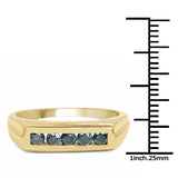 14K Yellow Gold Plated 0.50 Carat Genuine Blue Diamond .925 Sterling Silver Ring